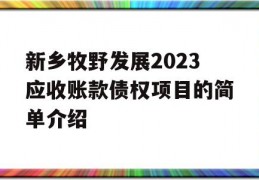 新乡牧野发展2023应收账款债权项目的简单介绍