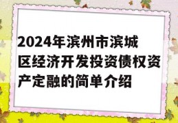 2024年滨州市滨城区经济开发投资债权资产定融的简单介绍