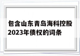 包含山东青岛海科控股2023年债权的词条