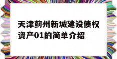 天津蓟州新城建设债权资产01的简单介绍