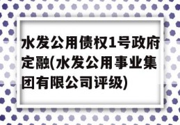 水发公用债权1号政府定融(水发公用事业集团有限公司评级)