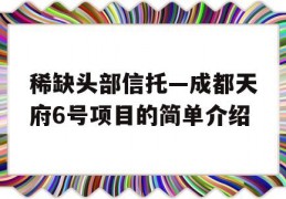 稀缺头部信托—成都天府6号项目的简单介绍