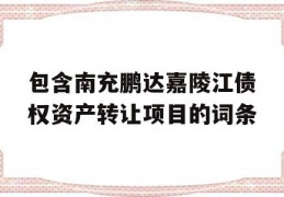 包含南充鹏达嘉陵江债权资产转让项目的词条