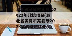 湖北省黄冈市某县级2023年政信项目(湖北省黄冈市某县级2023年政信项目开工)