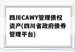 四川CAWY管理债权资产(四川省政府债券管理平台)