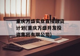 重庆万盛实业直接融资计划(重庆万盛开发投资集团有限公司)