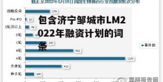 包含济宁邹城市LM2022年融资计划的词条