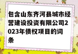 包含山东齐河县城市经营建设投资有限公司2023年债权项目的词条