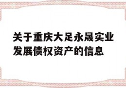 关于重庆大足永晟实业发展债权资产的信息