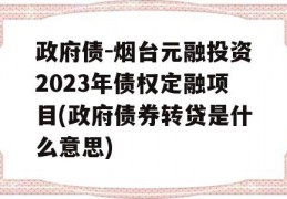 政府债-烟台元融投资2023年债权定融项目(政府债券转贷是什么意思)