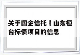 关于国企信托•山东桓台标债项目的信息