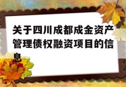 关于四川成都成金资产管理债权融资项目的信息