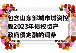 包含山东邹城市城资控股2023年债权资产政府债定融的词条