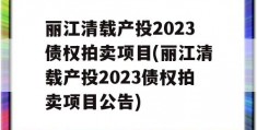 丽江清载产投2023债权拍卖项目(丽江清载产投2023债权拍卖项目公告)