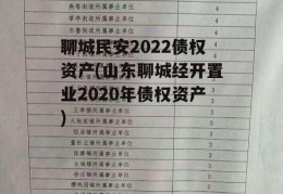 聊城民安2022债权资产(山东聊城经开置业2020年债权资产)