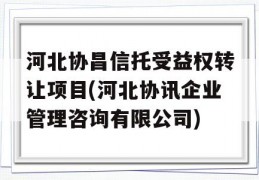 河北协昌信托受益权转让项目(河北协讯企业管理咨询有限公司)