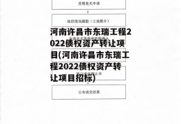 河南许昌市东瑞工程2022债权资产转让项目(河南许昌市东瑞工程2022债权资产转让项目招标)