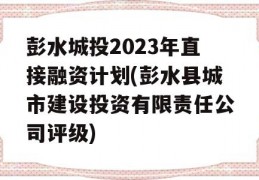 彭水城投2023年直接融资计划(彭水县城市建设投资有限责任公司评级)