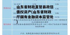 山东省财政直管县政信债权资产(山东省财政厅国有金融资本监管处)