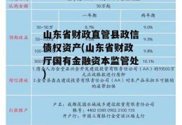 山东省财政直管县政信债权资产(山东省财政厅国有金融资本监管处)