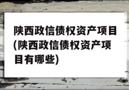 陕西政信债权资产项目(陕西政信债权资产项目有哪些)