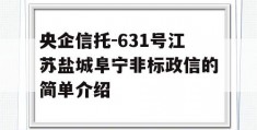 央企信托-631号江苏盐城阜宁非标政信的简单介绍