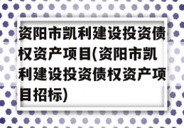 资阳市凯利建设投资债权资产项目(资阳市凯利建设投资债权资产项目招标)