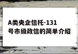 A类央企信托-131号市级政信的简单介绍