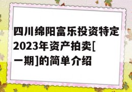 四川绵阳富乐投资特定2023年资产拍卖[一期]的简单介绍