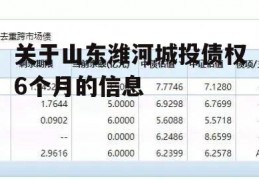 关于山东潍河城投债权6个月的信息