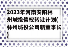 2023年河南安阳林州城投债权转让计划(林州城投公司新董事长)