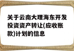 关于云南大理海东开发投资资产转让(应收账款)计划的信息