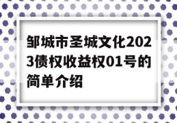 邹城市圣城文化2023债权收益权01号的简单介绍