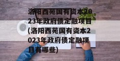 洛阳西苑国有资本2023年政府债定融项目(洛阳西苑国有资本2023年政府债定融项目有哪些)