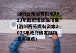 洛阳西苑国有资本2023年政府债定融项目(洛阳西苑国有资本2023年政府债定融项目有哪些)