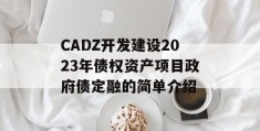 CADZ开发建设2023年债权资产项目政府债定融的简单介绍