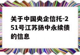 关于中国央企信托-251号江苏扬中永续债的信息