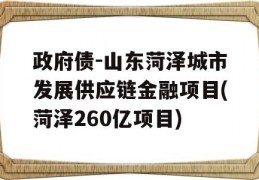 政府债-山东菏泽城市发展供应链金融项目(菏泽260亿项目)