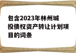 包含2023年林州城投债权资产转让计划项目的词条