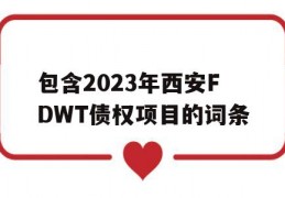 包含2023年西安FDWT债权项目的词条