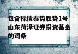 包含标债泰势胜势1号山东菏泽证券投资基金的词条