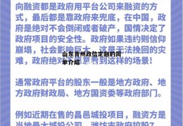 山东青州政信定融的简单介绍