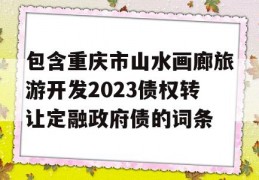 包含重庆市山水画廊旅游开发2023债权转让定融政府债的词条