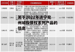 关于2022年济宁兖州城投债权系列产品的信息