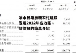 响水县华辰新农村建设发展2022年应收账款债权的简单介绍