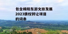 包含绵阳东游文旅发展2023债权转让项目的词条
