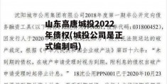 山东高唐城投2022年债权(城投公司是正式编制吗)