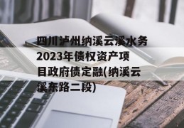 四川泸州纳溪云溪水务2023年债权资产项目政府债定融(纳溪云溪东路二段)