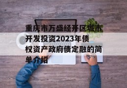 重庆市万盛经开区城市开发投资2023年债权资产政府债定融的简单介绍