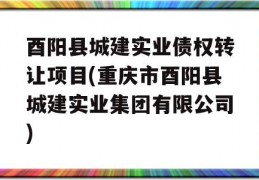 酉阳县城建实业债权转让项目(重庆市酉阳县城建实业集团有限公司)